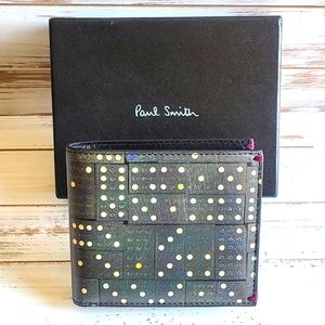 ⚡VINTAGE⚡ PAUL SMITH Green  Leather 'Dominoes' Bifold Wallet *RARE* NEW W/TAGS